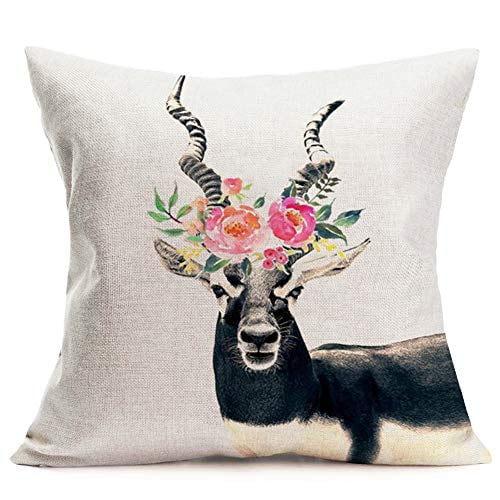 Cotton Linen Printing bird Deer Fish Animal Pillow Case Cushion Home Décor Cover